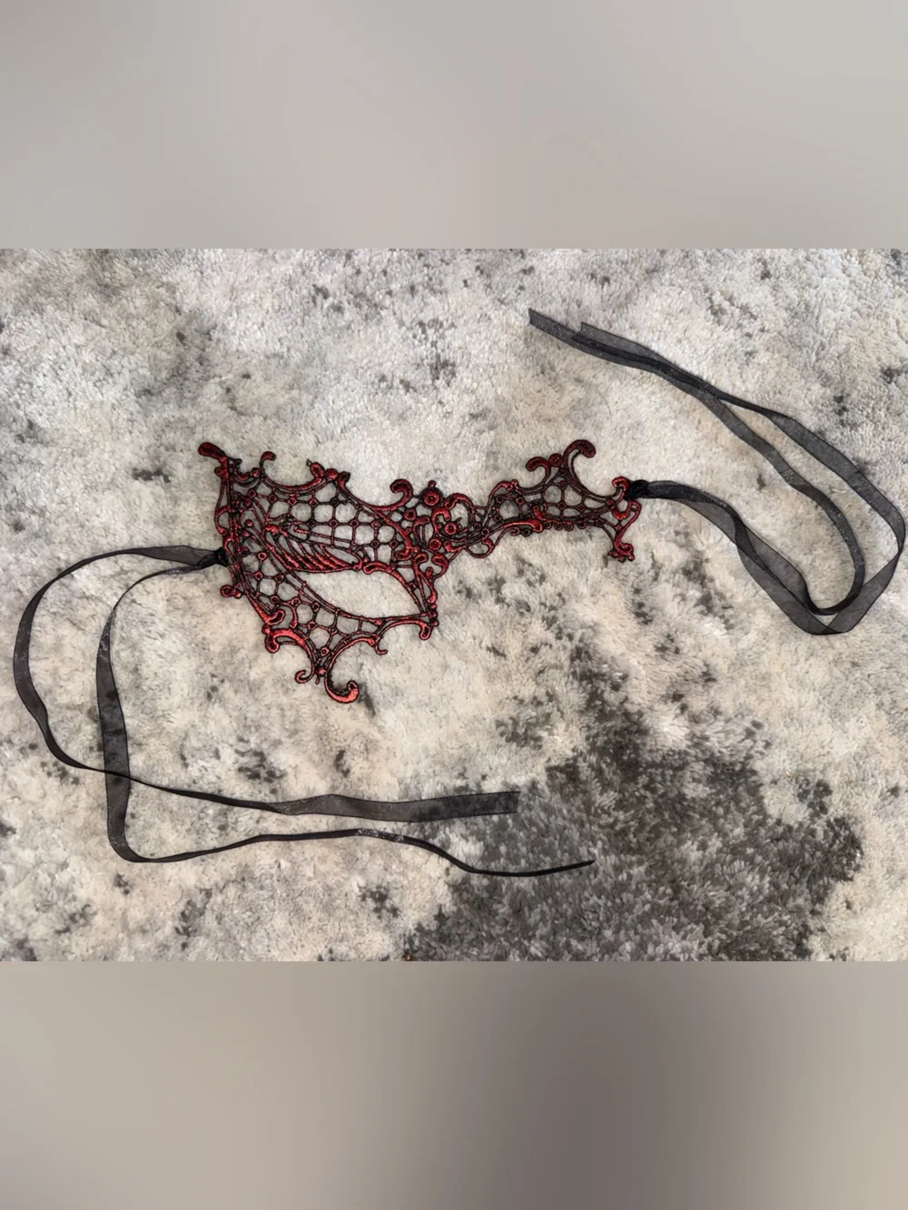 Red and Black Lace Masquerade Eye Mask