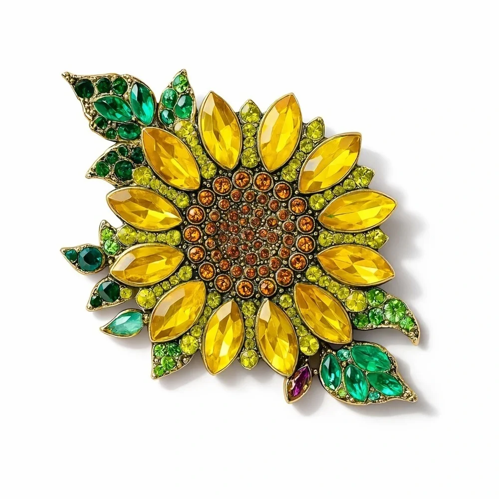 ⚜️🔥 Yellow and Green Sunflower Brooch 🌻