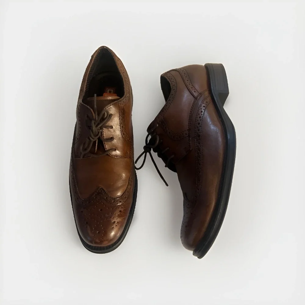 Chaps Men's Brown Leather Wingtips Oxford Size 12