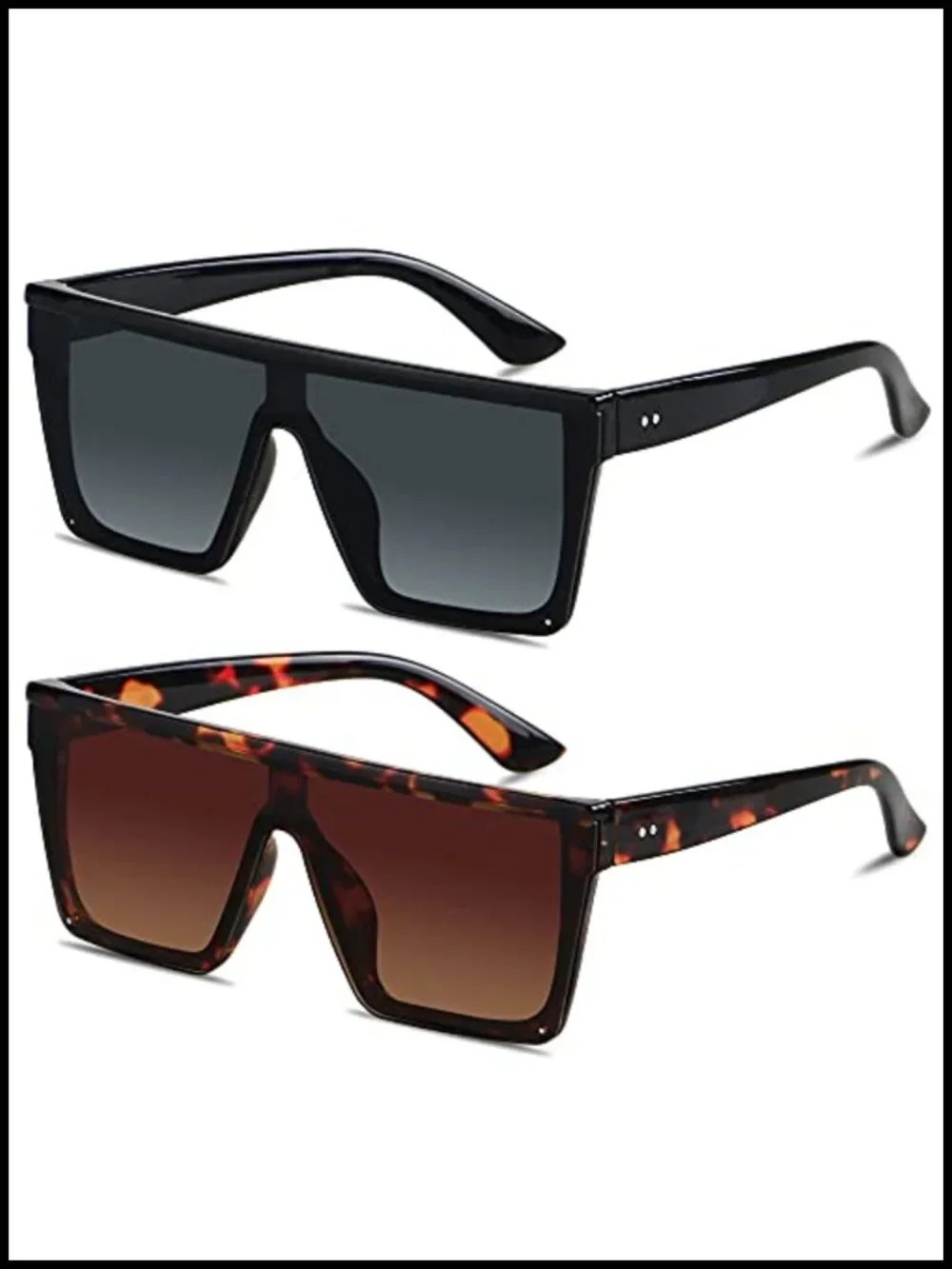Oversized Flat Top Shield Sunglasses UV400 Protection Square