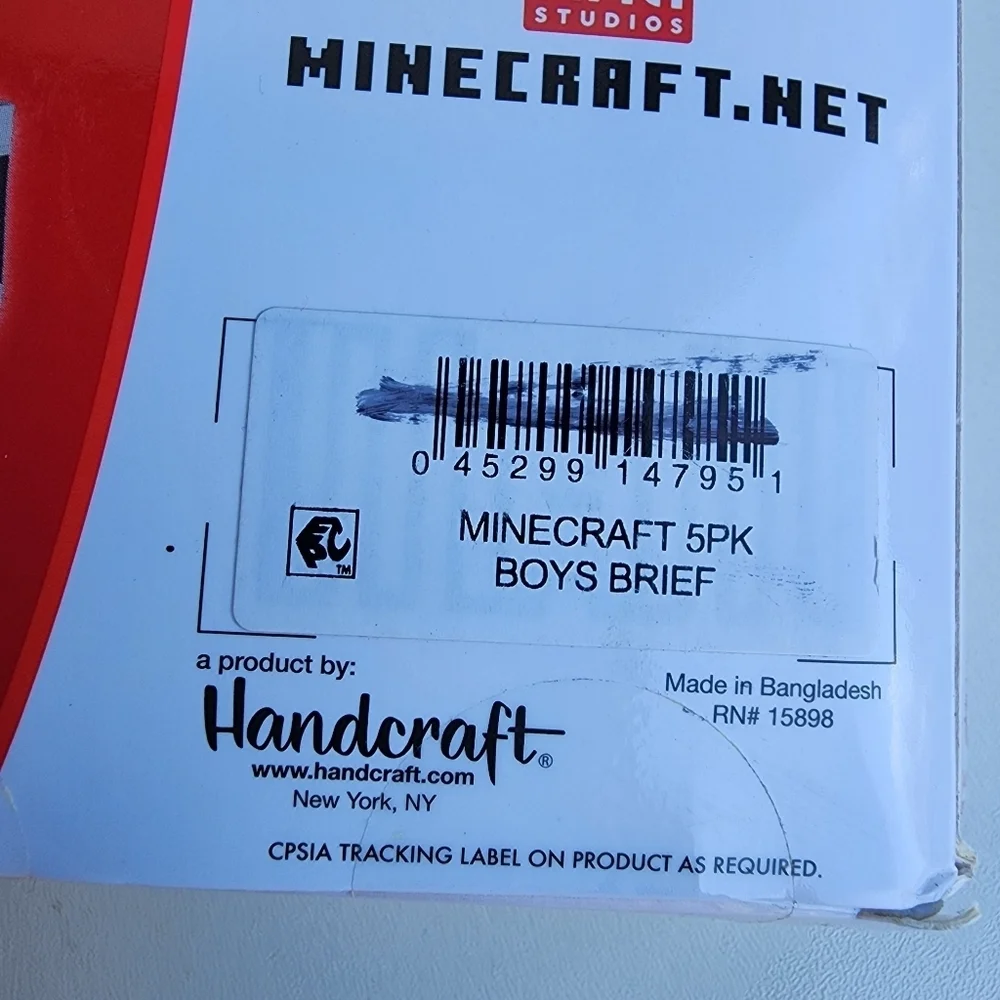 NWT Handcraft 5 Pack MineCraft Boys Briefs Cotton Multi Colors 100% Cotton Sz 8