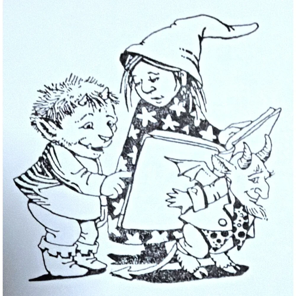 Vintage LIttle Witch and the Riddle Stamper by Bruce Degen for Kidstamps 1986
