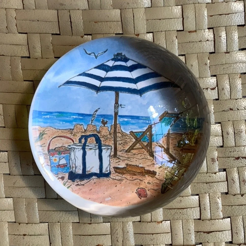 BEACH SCENE GLASS PAPER WEIGHT PERFECT Firm price