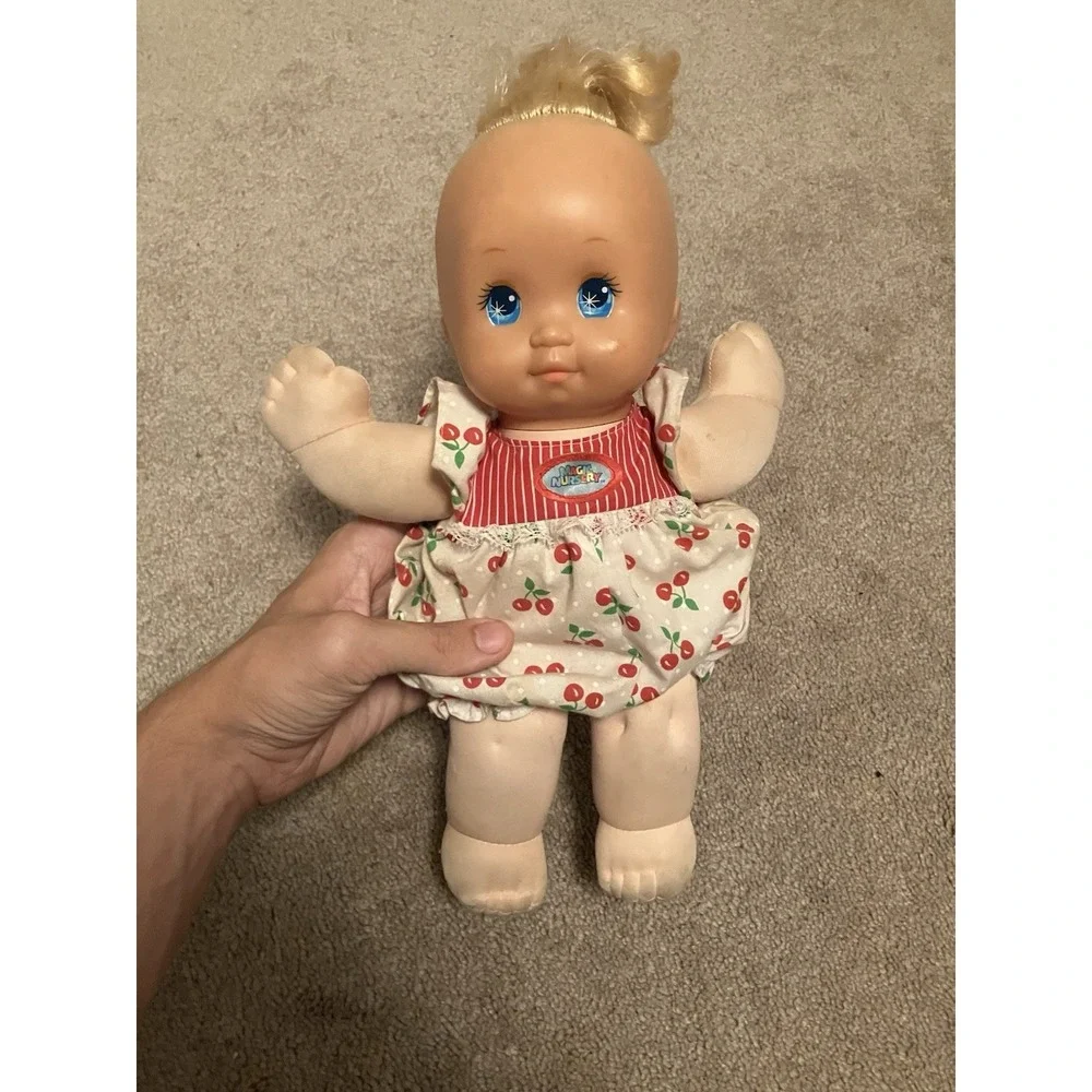 Magic Nursery Baby Doll 1989 Mattel  Original Cherry Summer Dress Blue Eyes VTG