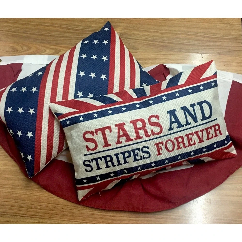 4th of July Patriotic Stars & Stripes America Throw Pillow Covers Only 12