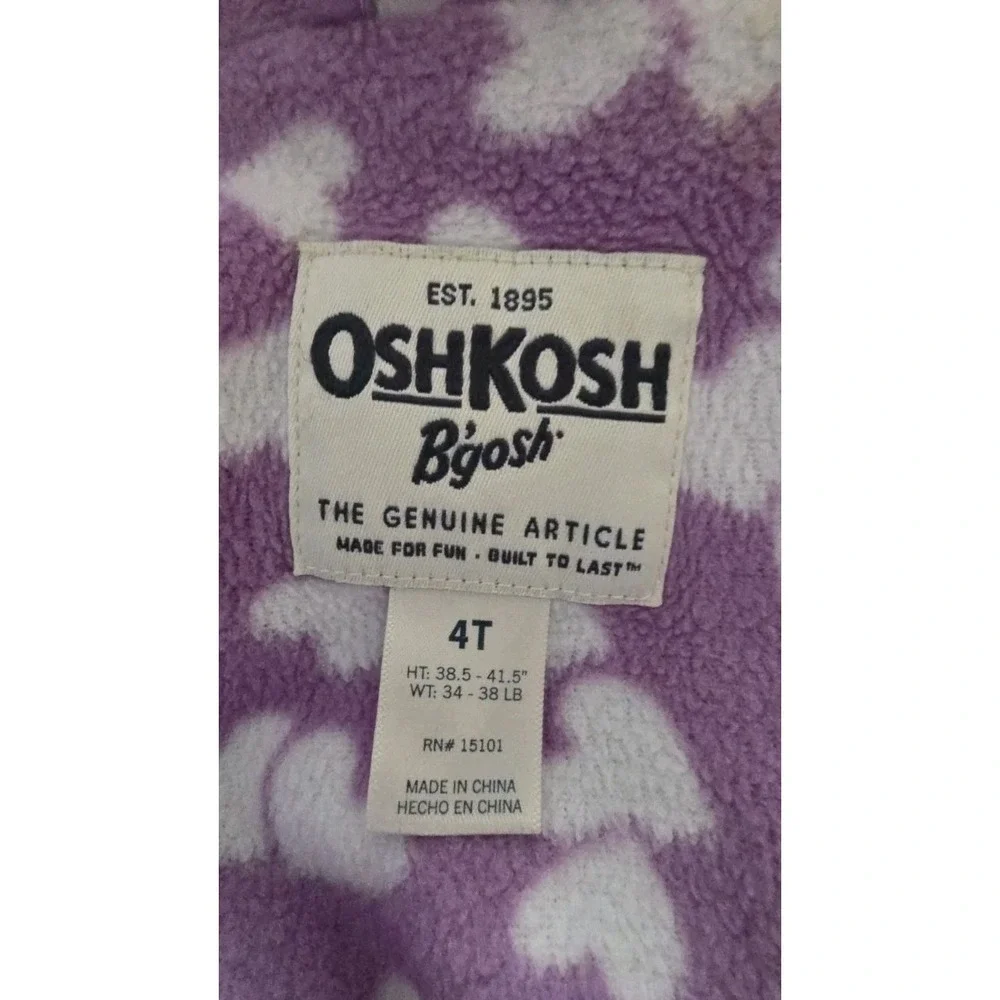 OshKosh B'gosh Girls 4T Purple Hooded Windbreaker Jacket Ruffle‎ Lightweight Zip