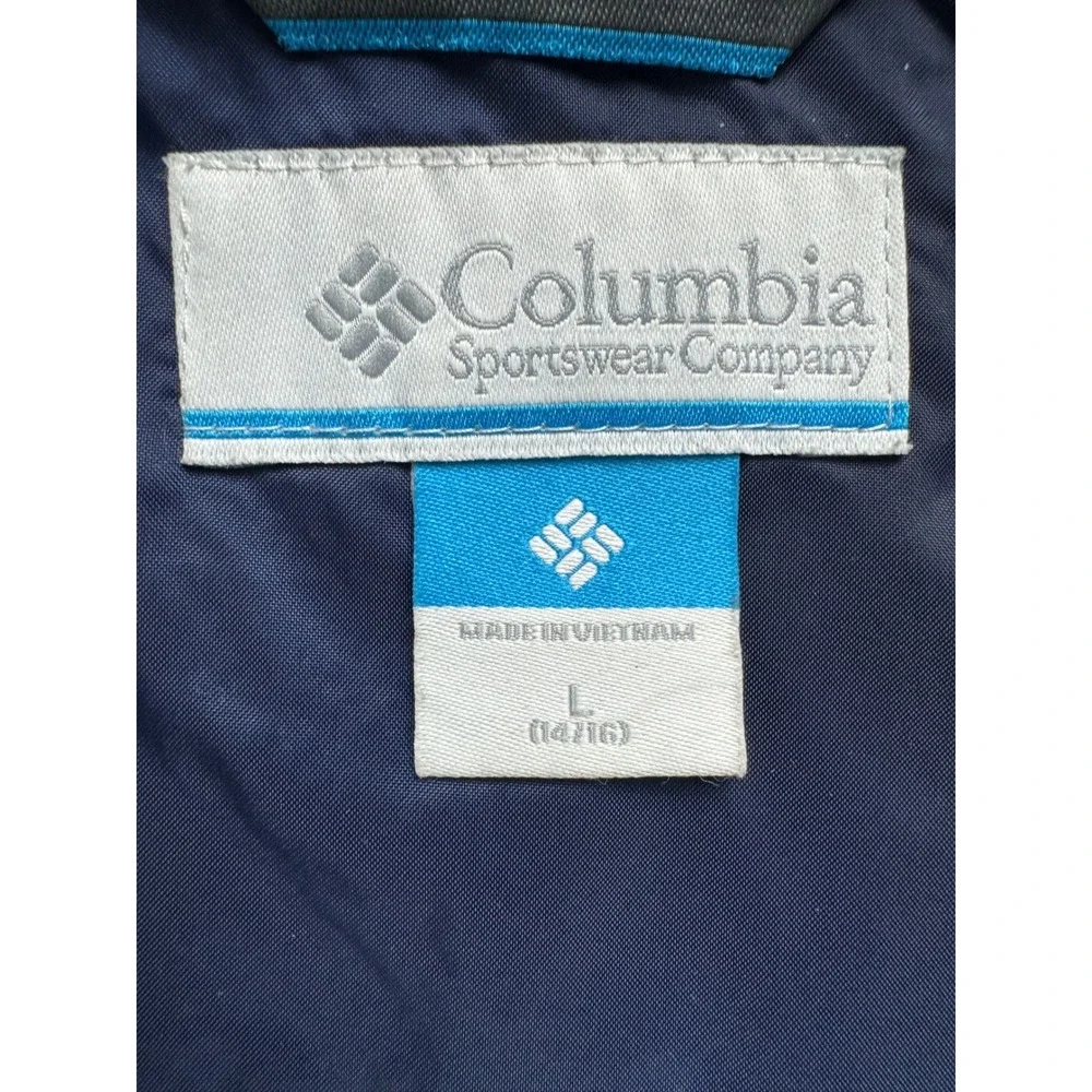 Columbia Kids Navy Blue Omni-Tech Waterproof Rain Jacket Hooded Large 14/16