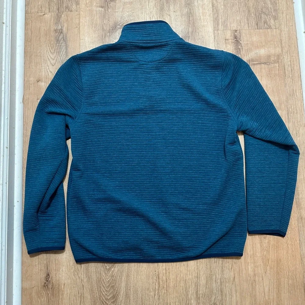 J. CREW | Men's Authentic‎ Teal Fleece 1/4 Snap Textured Ribbed Pullover, Size L