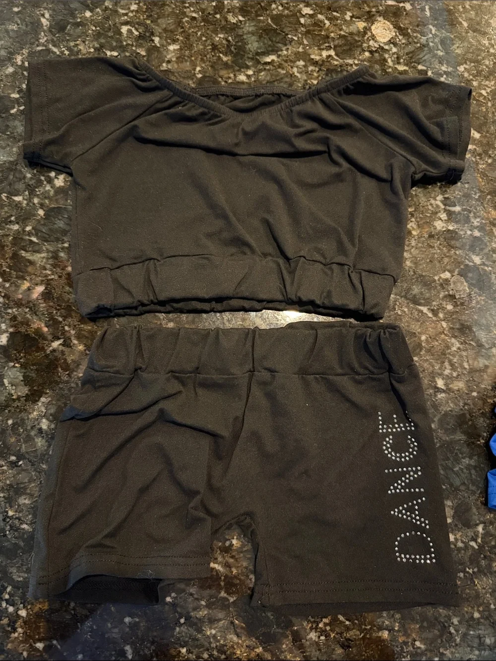 Black Dance Two-Piece Crop Top and Shorts Set