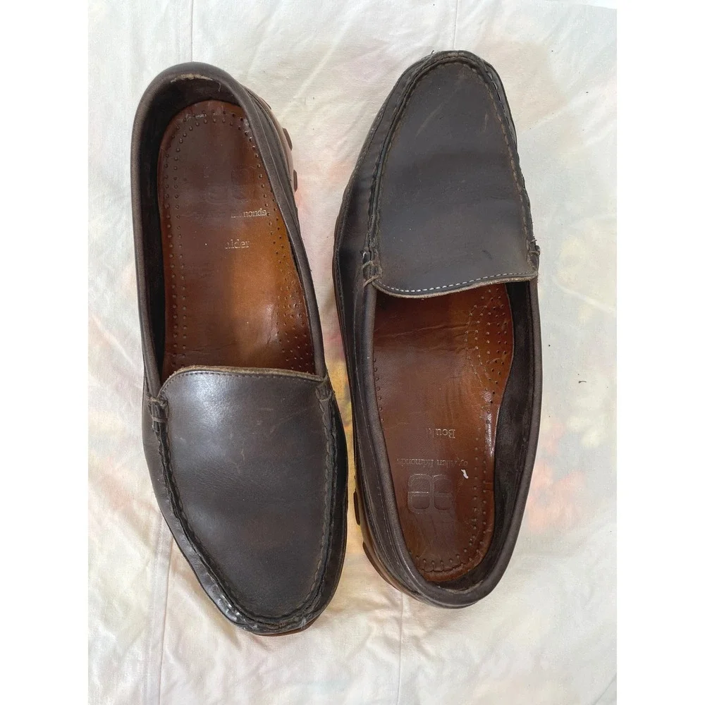 Allen Edmonds 9 1/2D Men Boulder Loafer Dark Brown Leather Driving Shoe Slip On