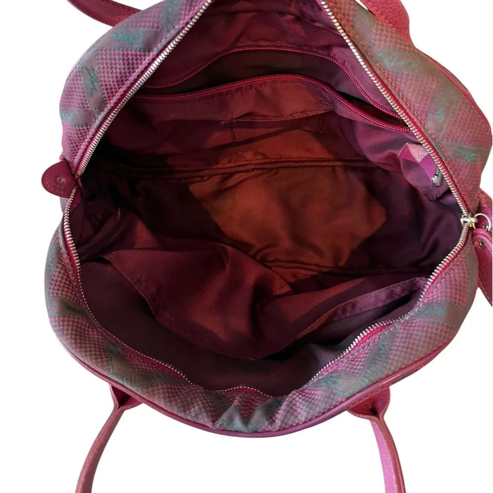 Longchamp Pink Monogram Canvas and Leather Bowler Satchel Bag – Vintage Y2K
