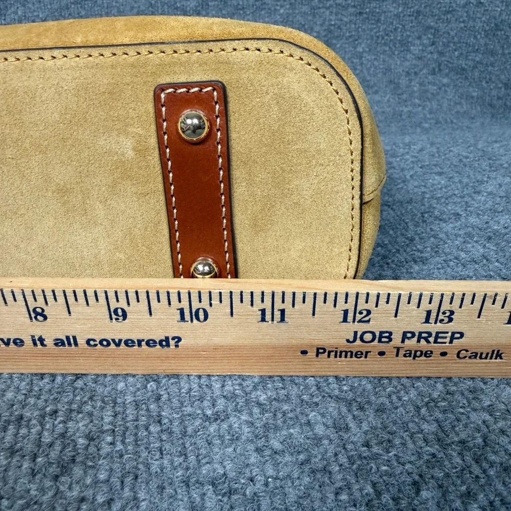 Dooney & Bourke Suede Shopper Shoulder Tote Bag Cream Leather Zipped Pockets