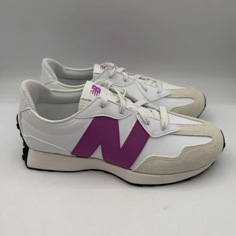 New Balance 327 Shoes‎ YOUTH Kids Size 7 White Purple Sneakers Unisex GS327ST