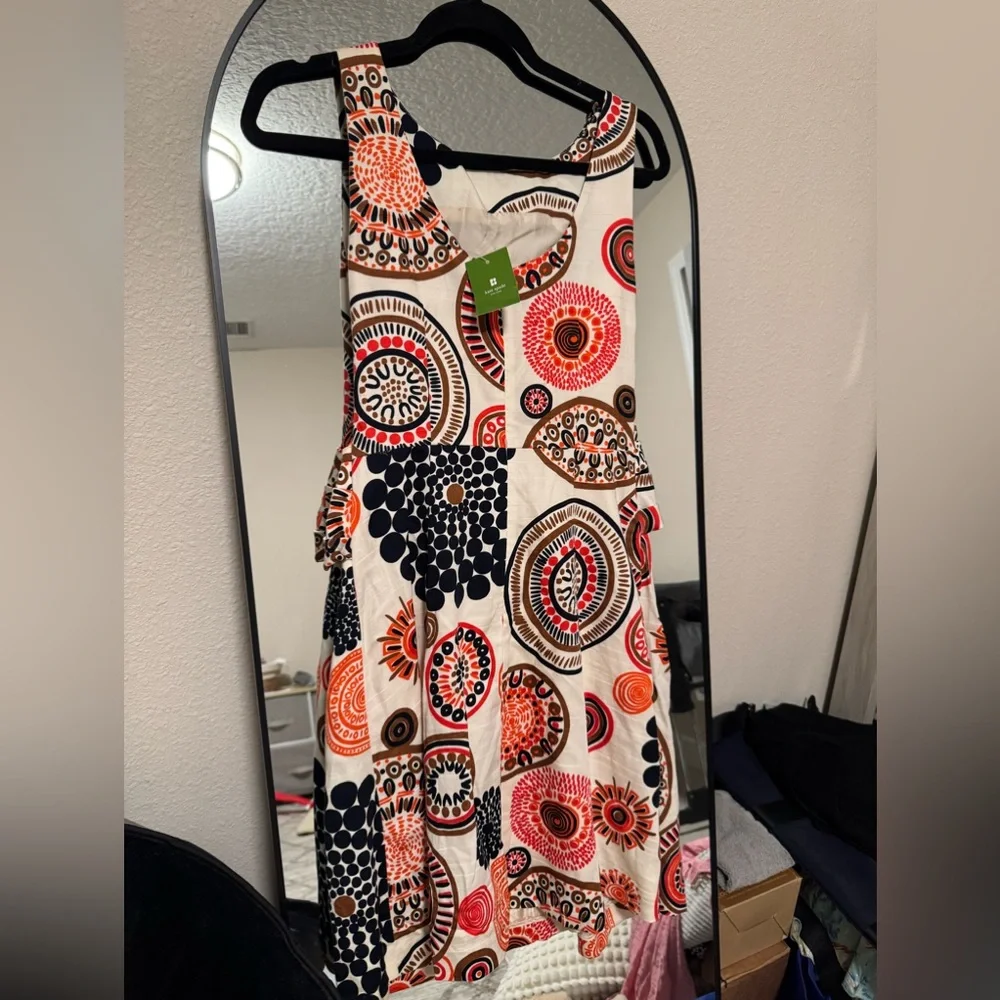 kate spade Cream Midi Dress with Red and Navy Medallion Print