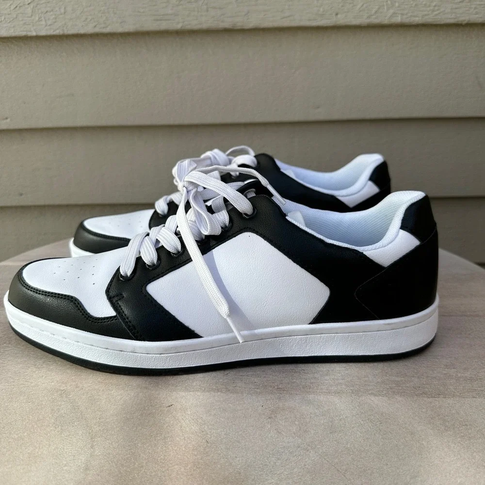 Guess Mens Low Top Sneakers Size 11 Black White Colorblock Faux Leather Shoes