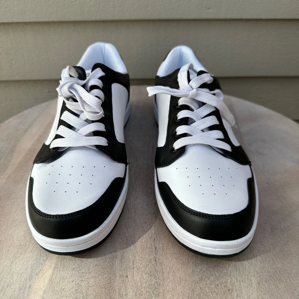 Guess Mens Low Top Sneakers Size 11 Black White Colorblock Faux Leather Shoes