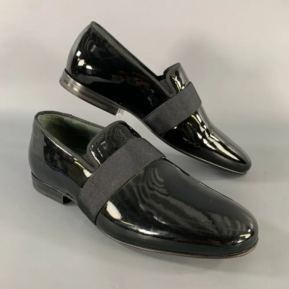 LANVIN Size 6 Black Patent Leather Slip On Loafers