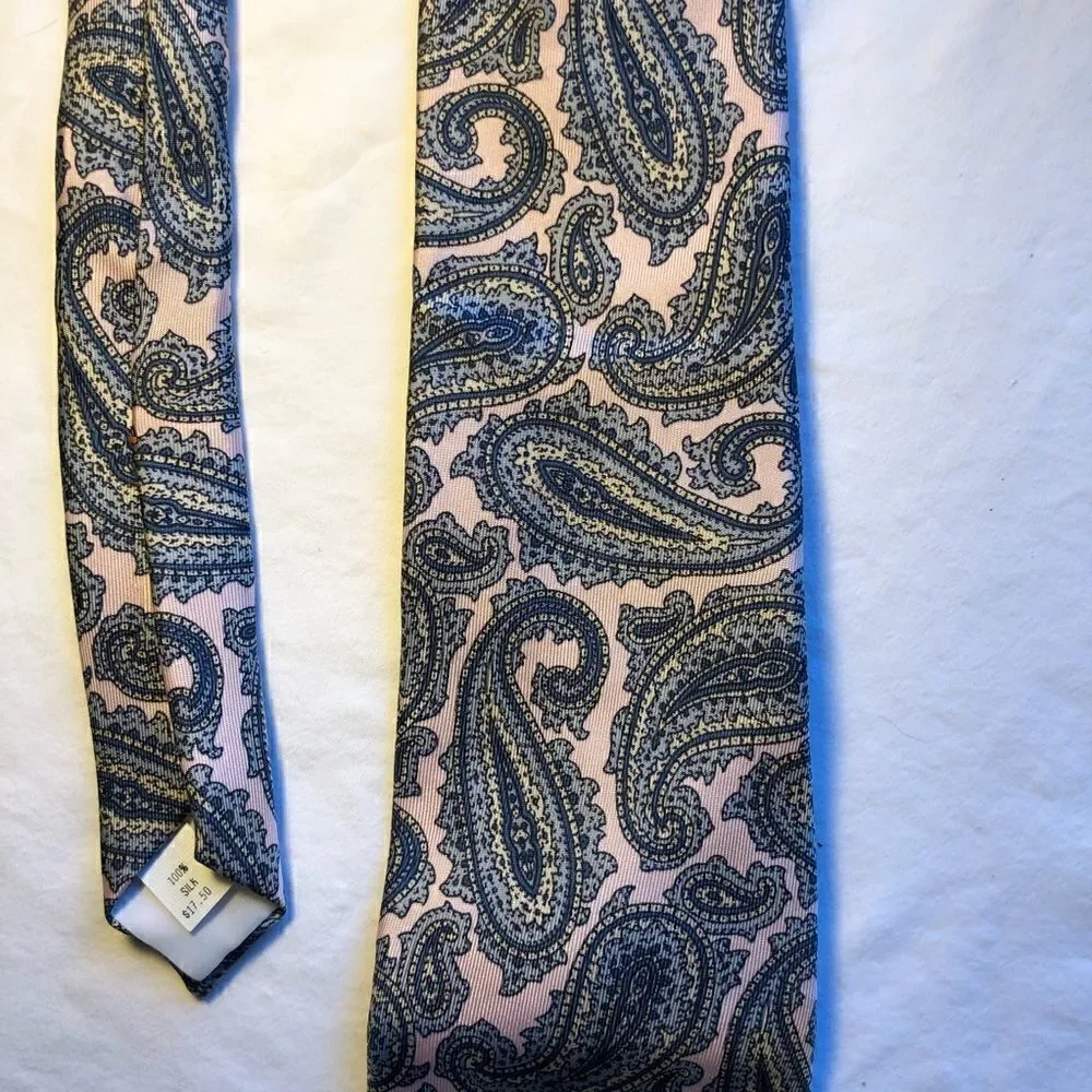 Wembley Silks Mens tie 100% Silk Pink and Blue