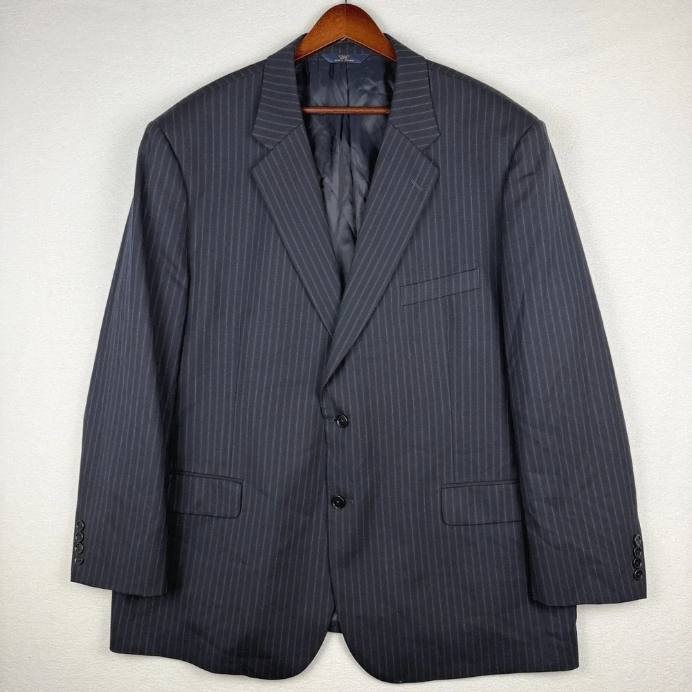 Brooks Brothers 346 Suit Jacket Mens 50R Navy Blue Pinstripe Wool Stretch Blazer