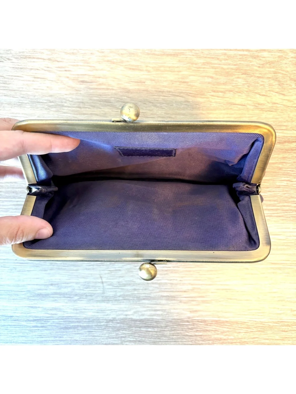 Vintage Antoni & Alison Leather Bow Clutch Wallet Kiss Lock Coin Purse Retro 80s