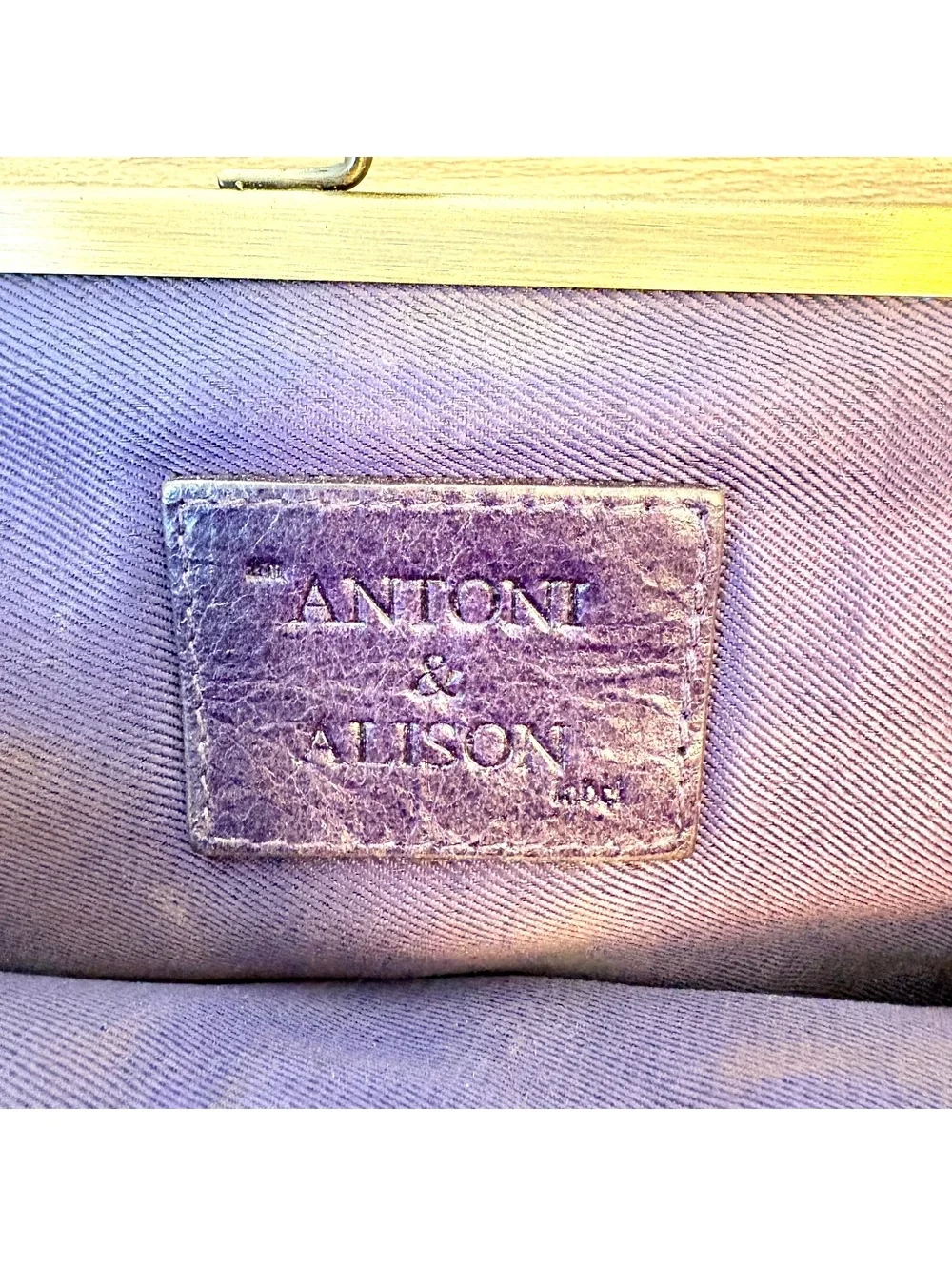 Vintage Antoni & Alison Leather Bow Clutch Wallet Kiss Lock Coin Purse Retro 80s