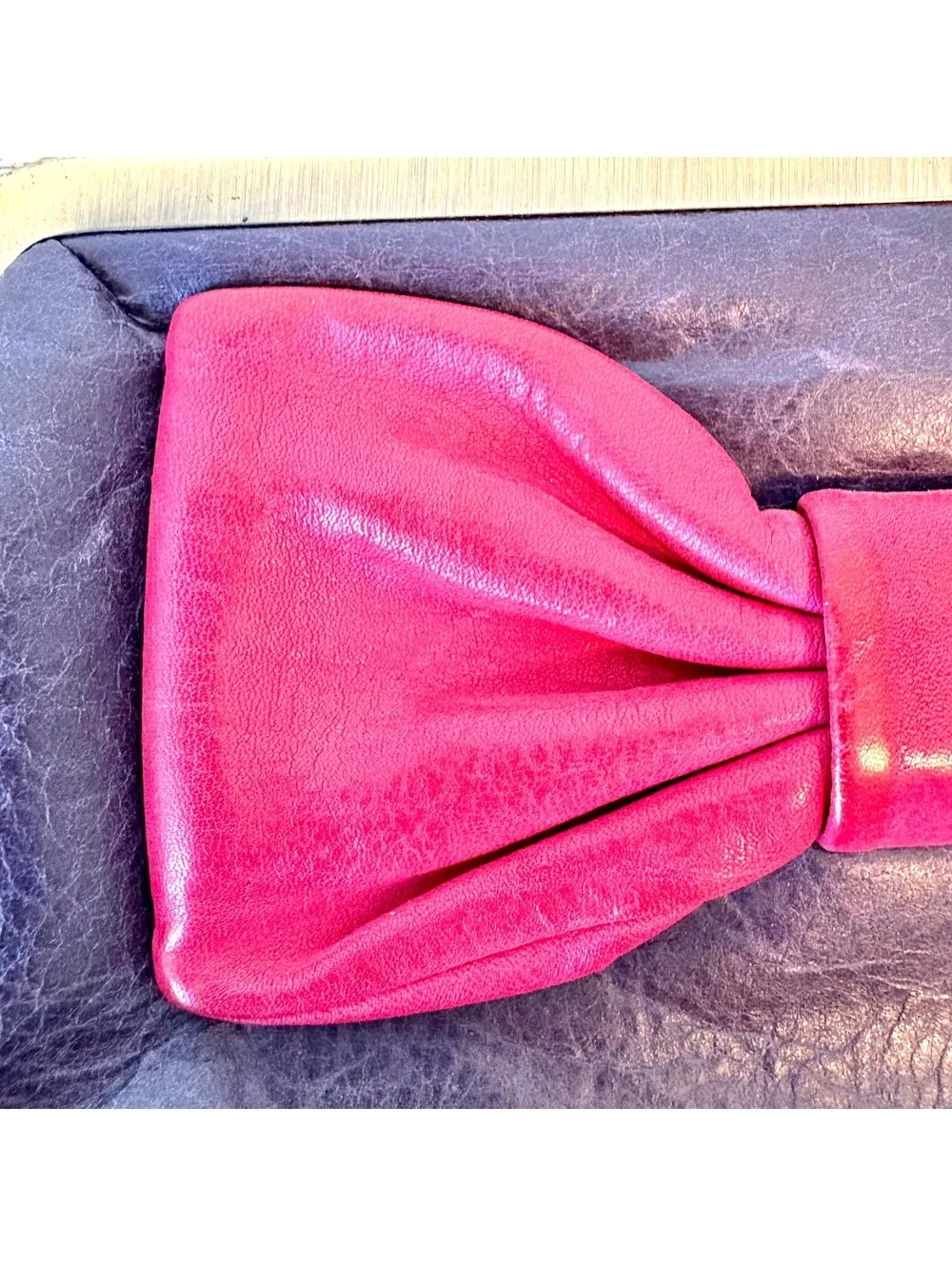 Vintage Antoni & Alison Leather Bow Clutch Wallet Kiss Lock Coin Purse Retro 80s