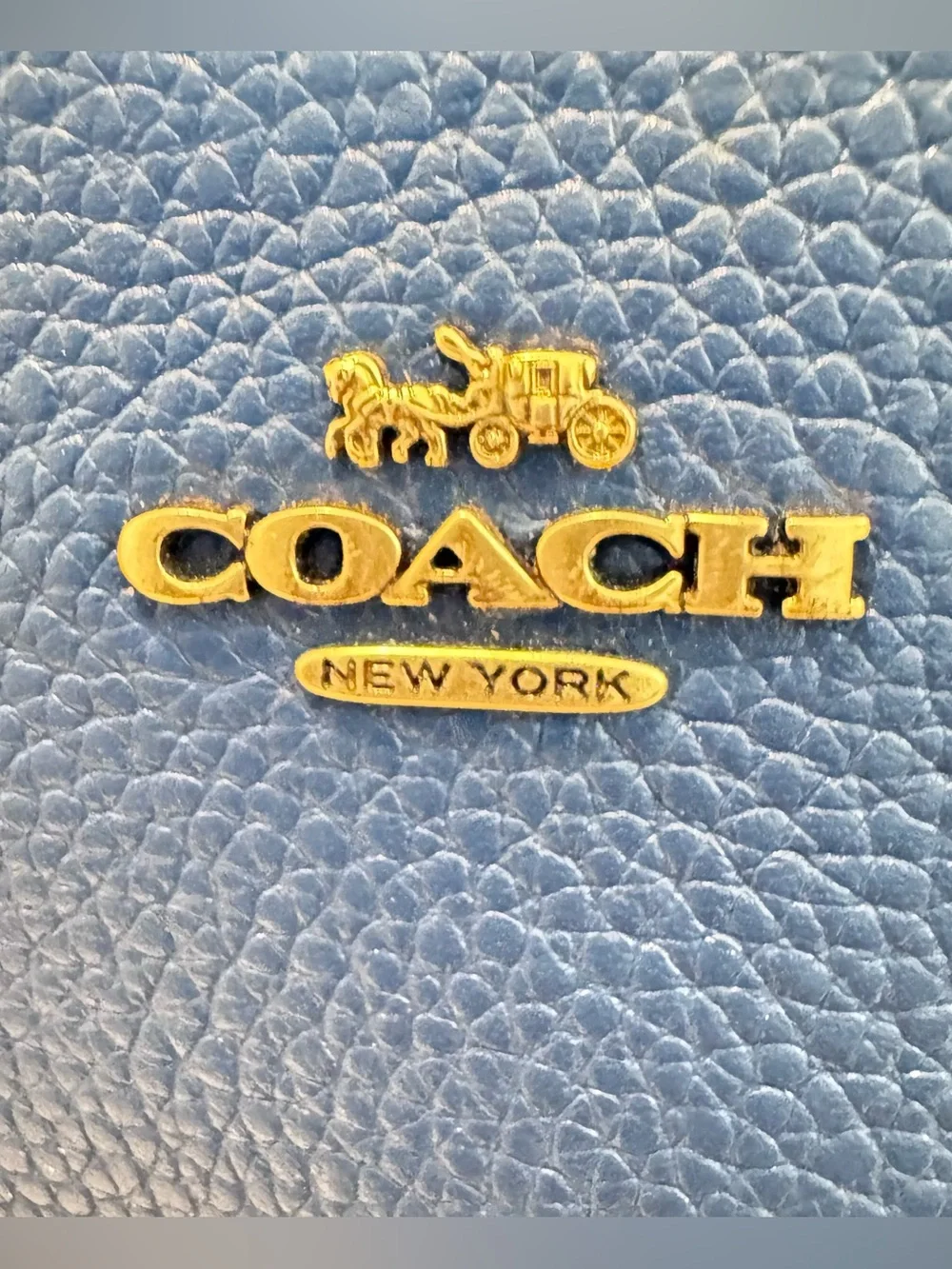 Coach Cobalt Blue Pebbled Leather Wristlet Pouch Wallet - Missing Wrist Strap