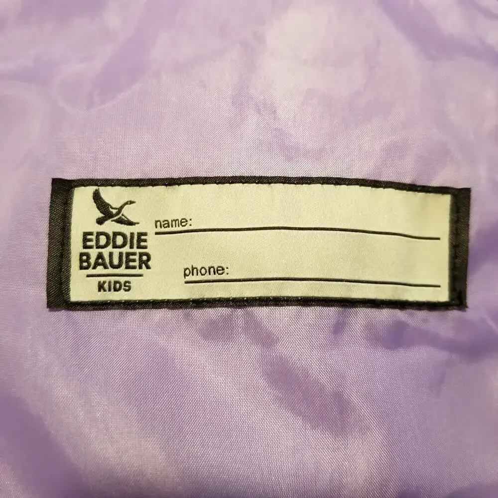 Eddie Bauer Girls Youth Kids Hooded Lightweight Jacket Navy Blue Purple Large