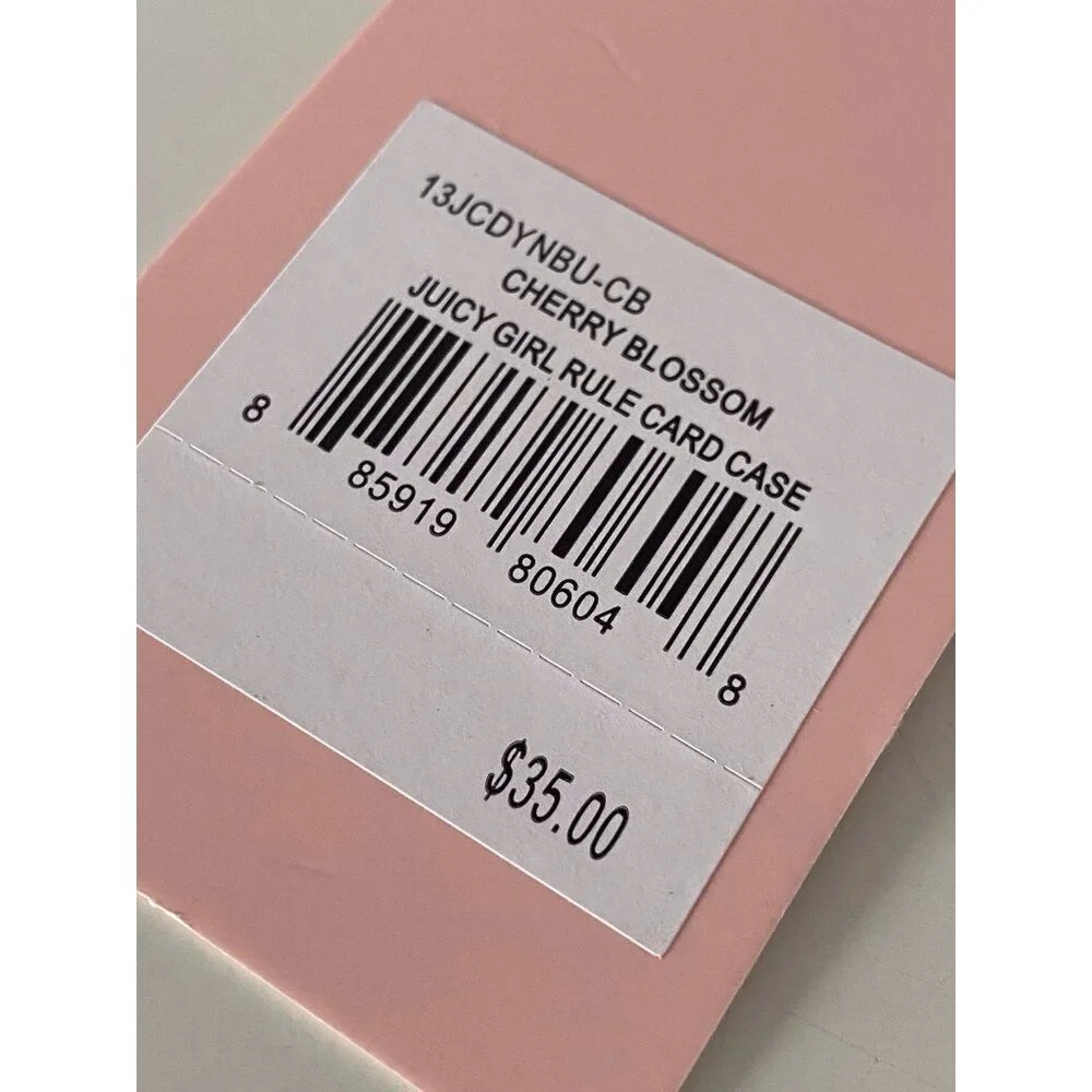 Juicy Couture Juicy Girl Rule Card Case FOB Wallet Pink Cherry Blossom Terry NEW