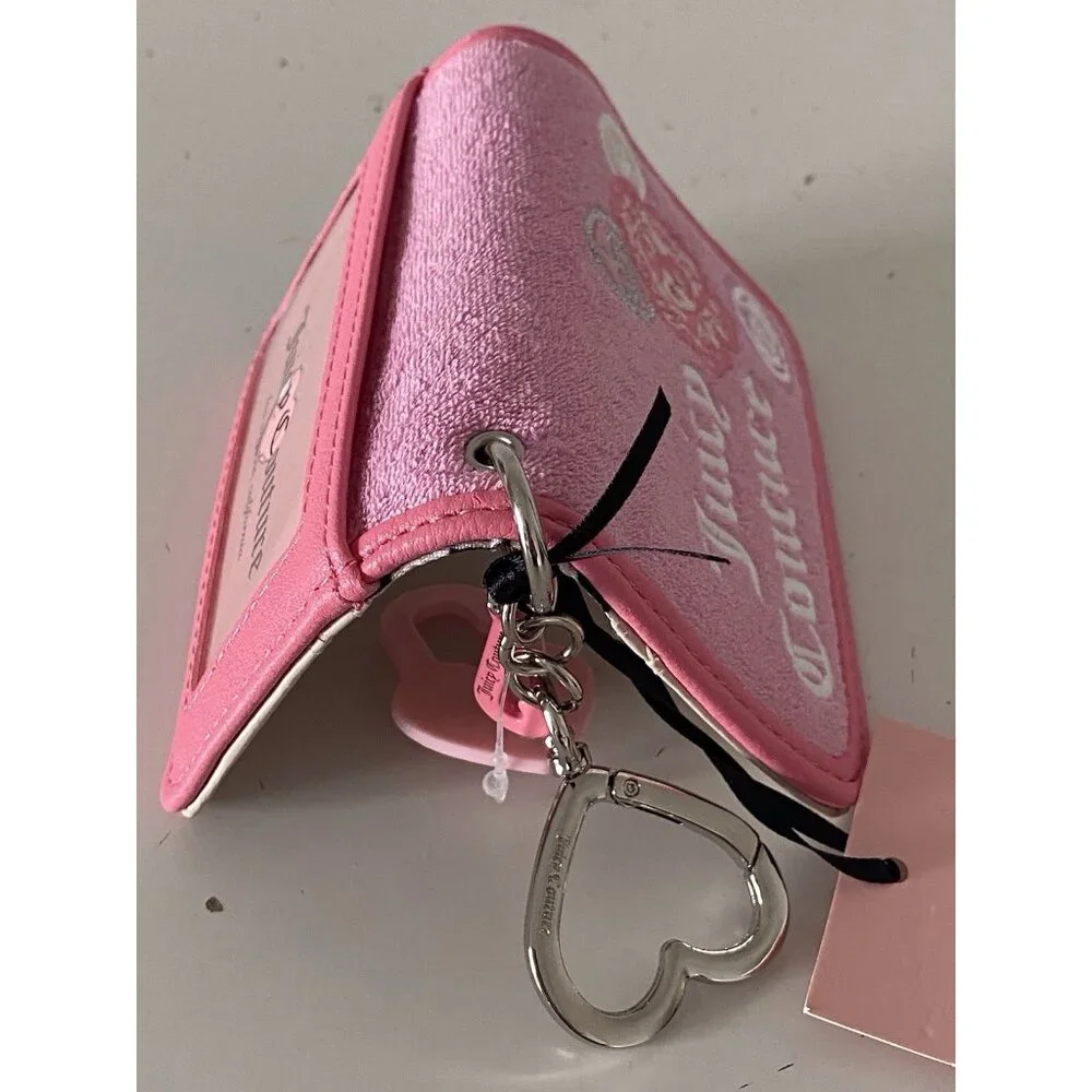 Juicy Couture Juicy Girl Rule Card Case FOB Wallet Pink Cherry Blossom Terry NEW