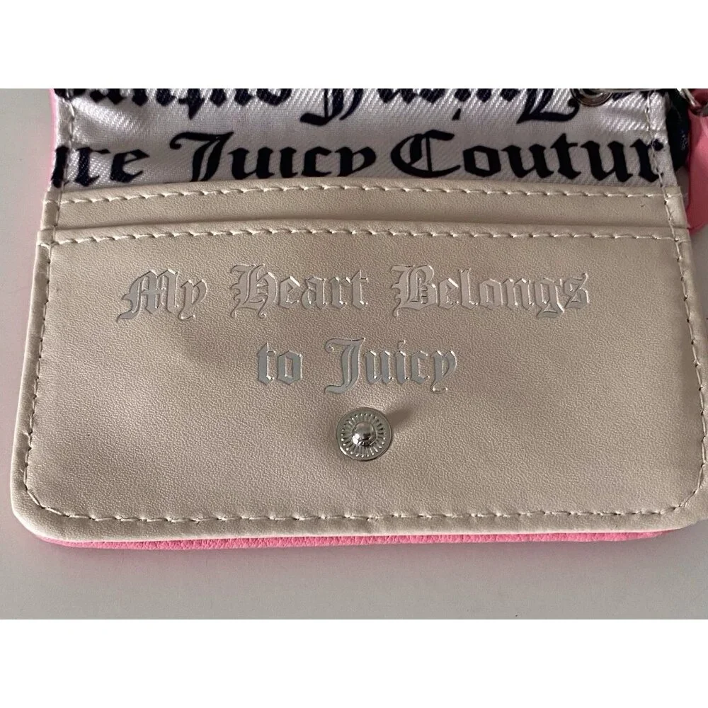 Juicy Couture Juicy Girl Rule Card Case FOB Wallet Pink Cherry Blossom Terry NEW