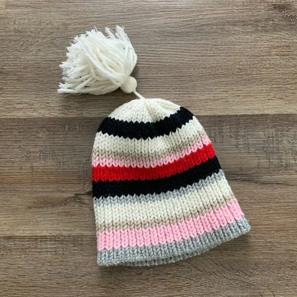 Old Navy Winter Striped Knit Hat with Tassel
