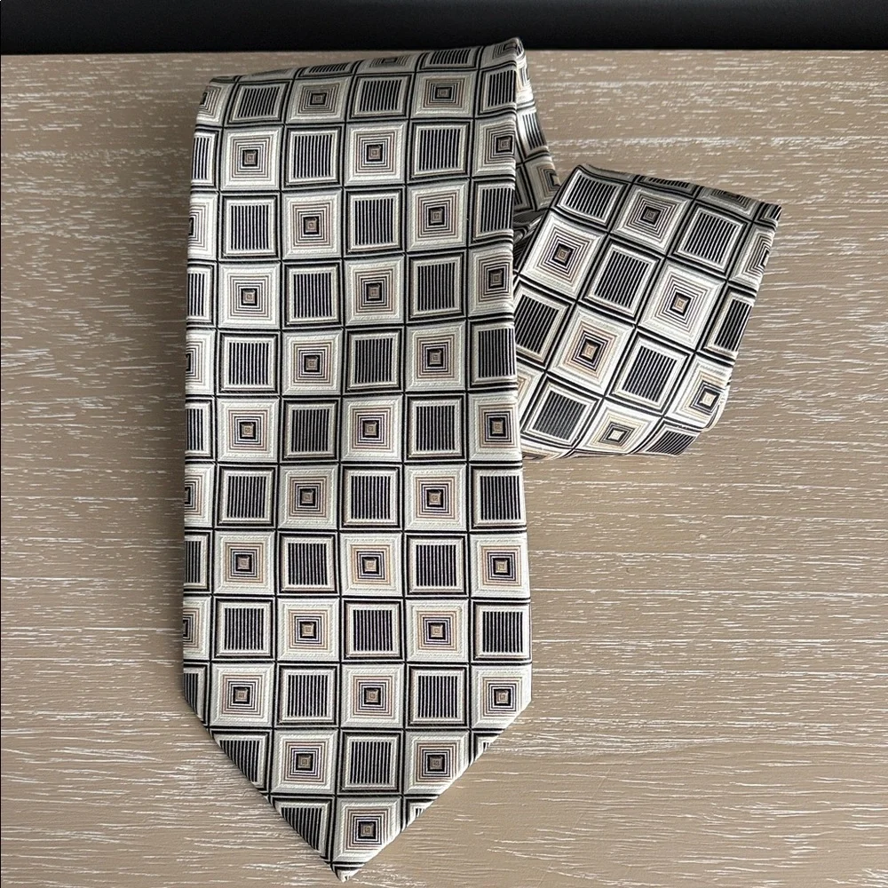 INSIGNIA Geometric Patterned Tie  By Martin Wong- Black, Gray, Cream