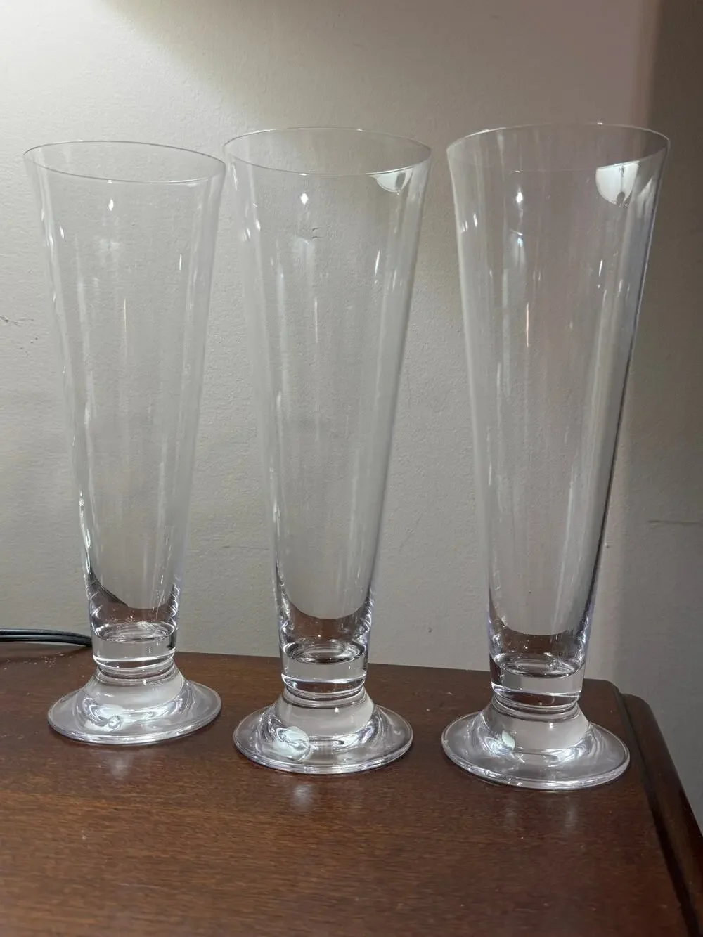 Set of 3 Lenox Crystal Pilsner Glasses