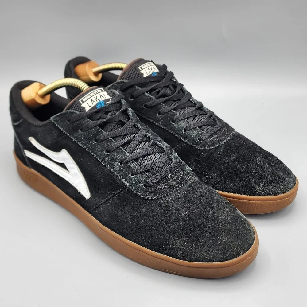 Lakai Manchester XLK Skate Shoes Sz 12 Black Suede White Gum Sole MS120-0200-B00