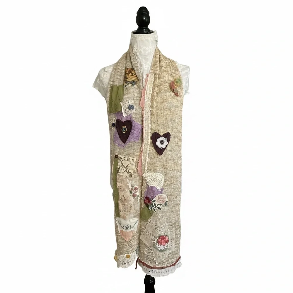 Artisan Patchwork Textile Art Scarf