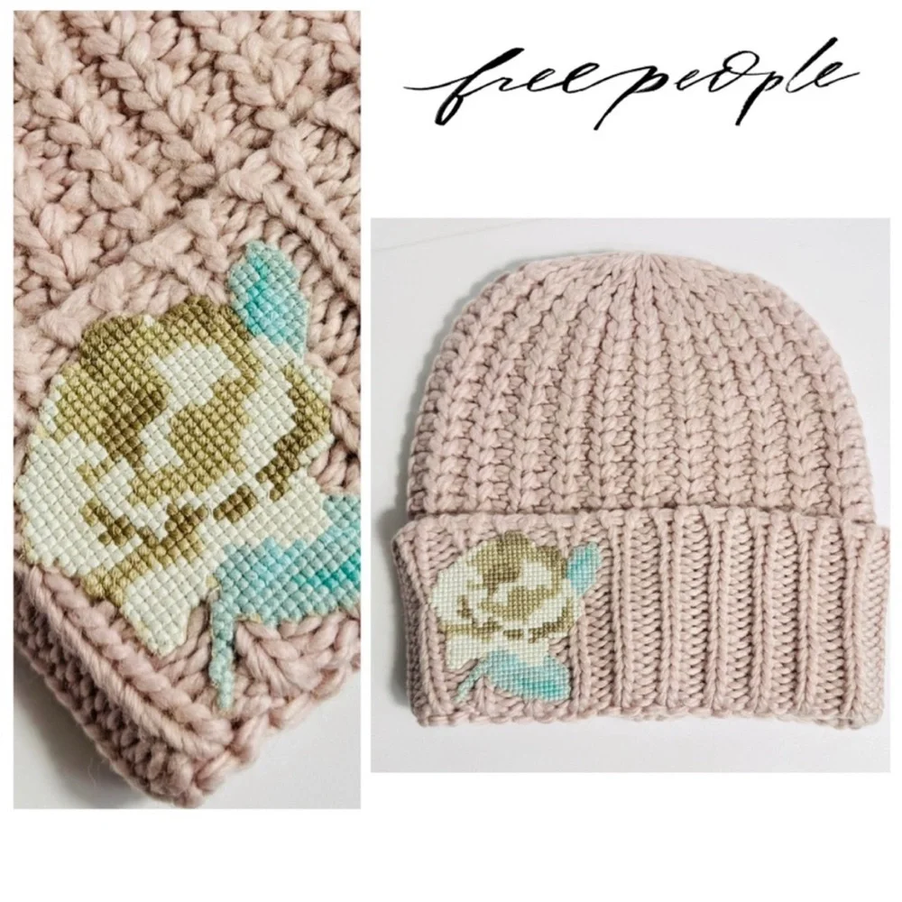 Free People EVERYTHING ROSIE Wool Blush Cuffed Beanie Hat