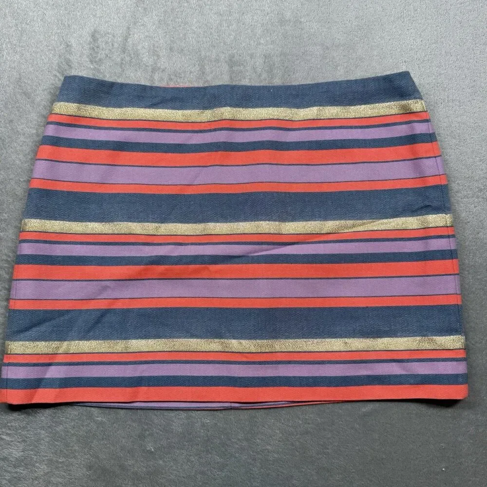 J. Crew Mini Skirt Women’s 14 Multicolor Striped Modern Preppy Retro
