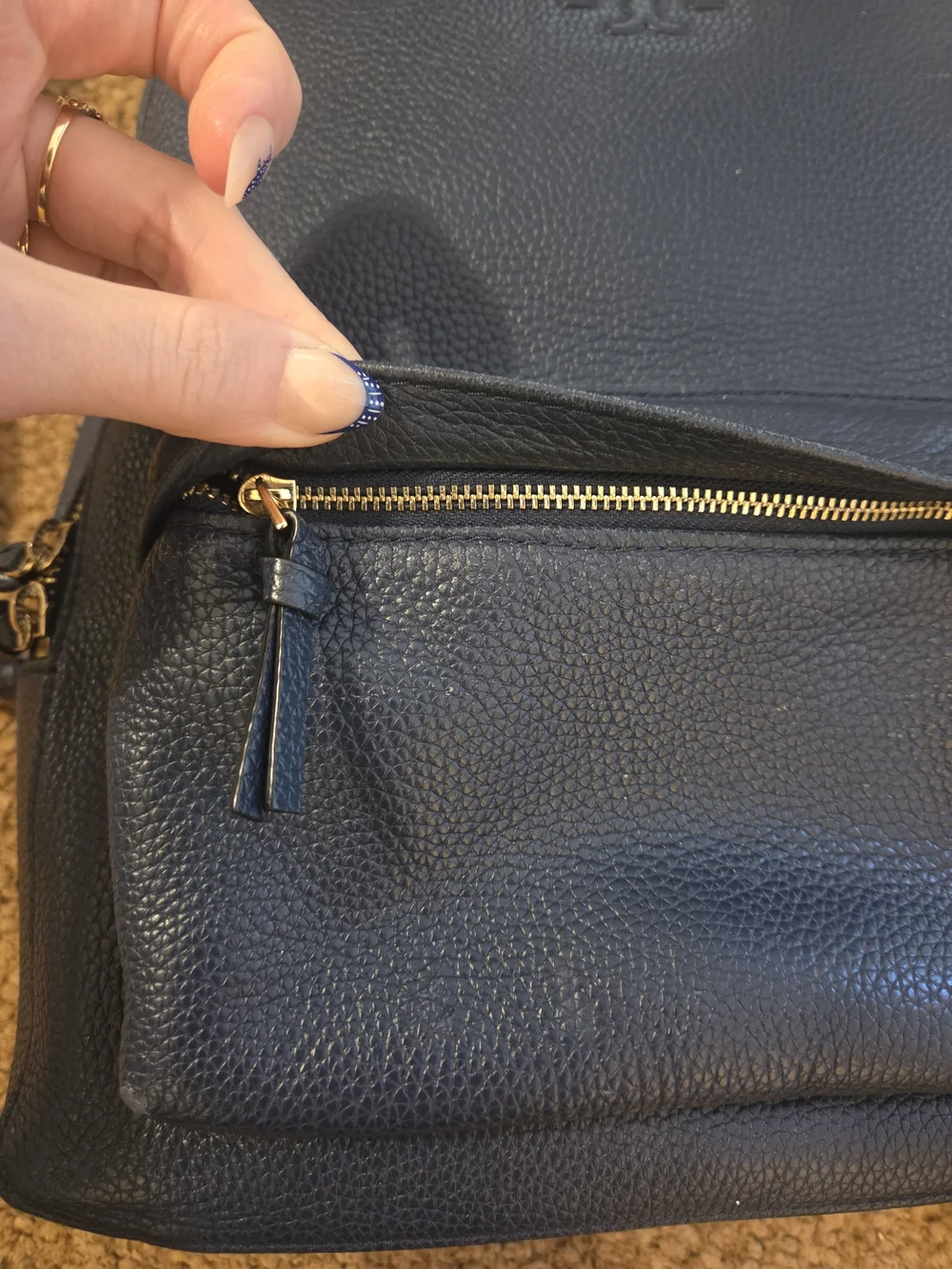 Tory Burch navy pebbled
