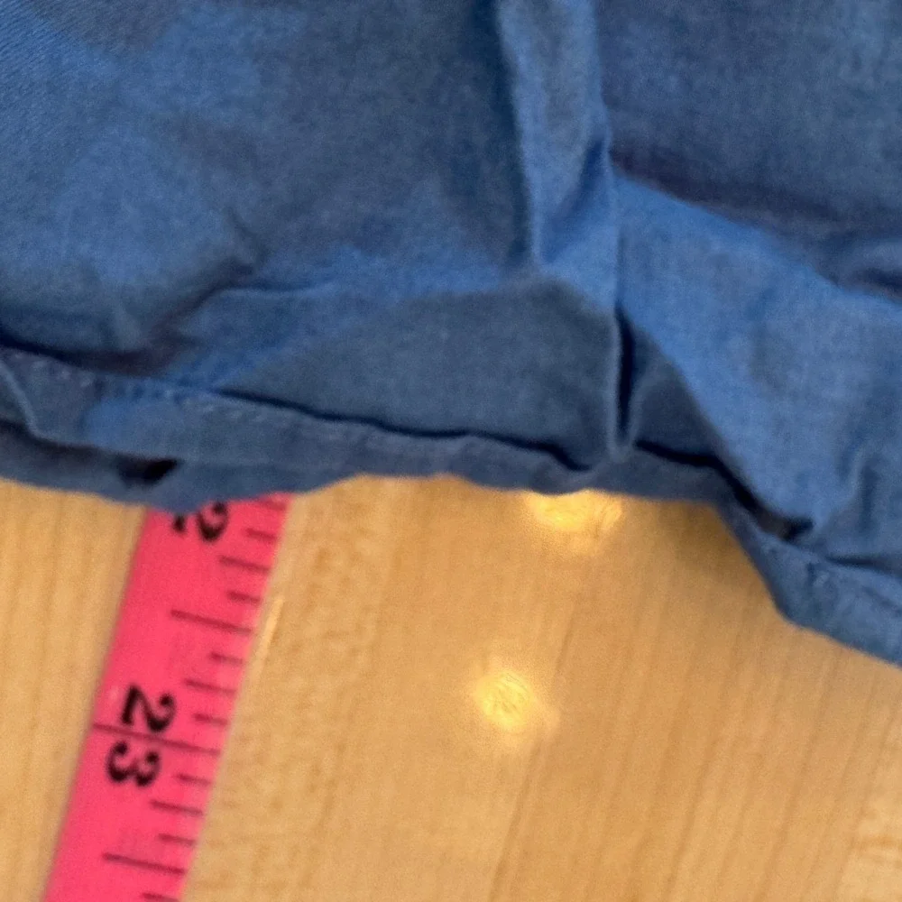 J. Crew Blue Embroidered Peplum Top‎ Tie Sleeve Cotton Chambray Blouse Size 8