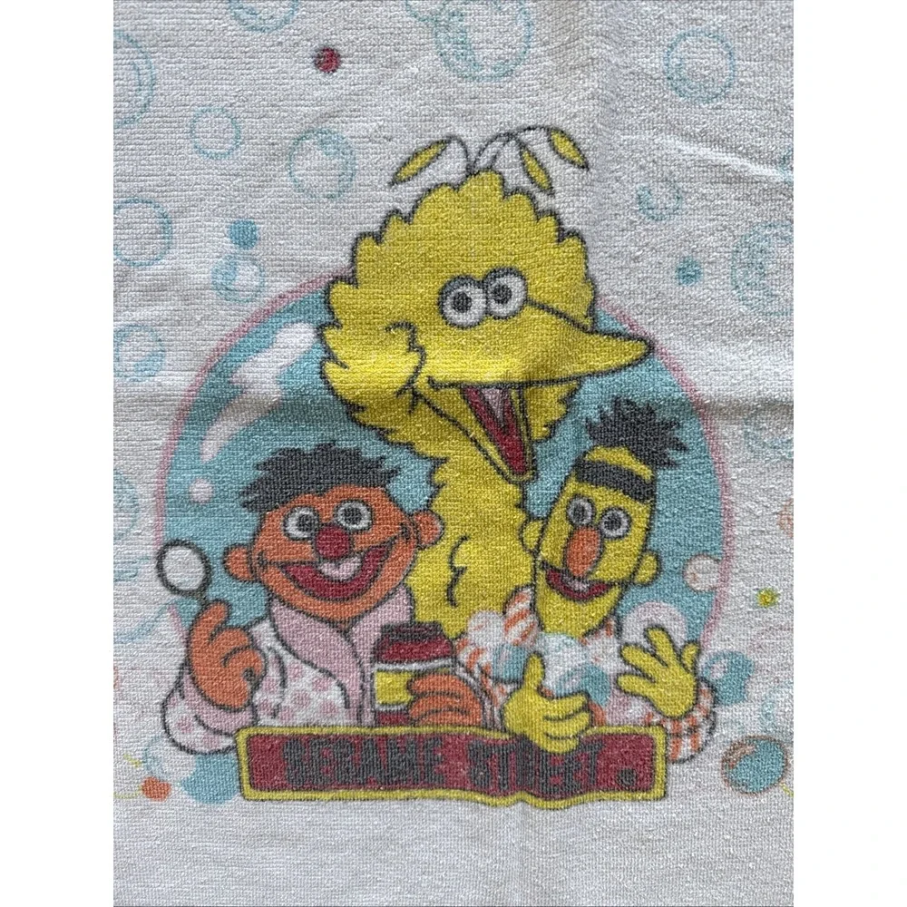 VTG 70s Sesame Street Bath Towel Ernie Bert Big Bird Bubbles USA MADE‎ 42x24
