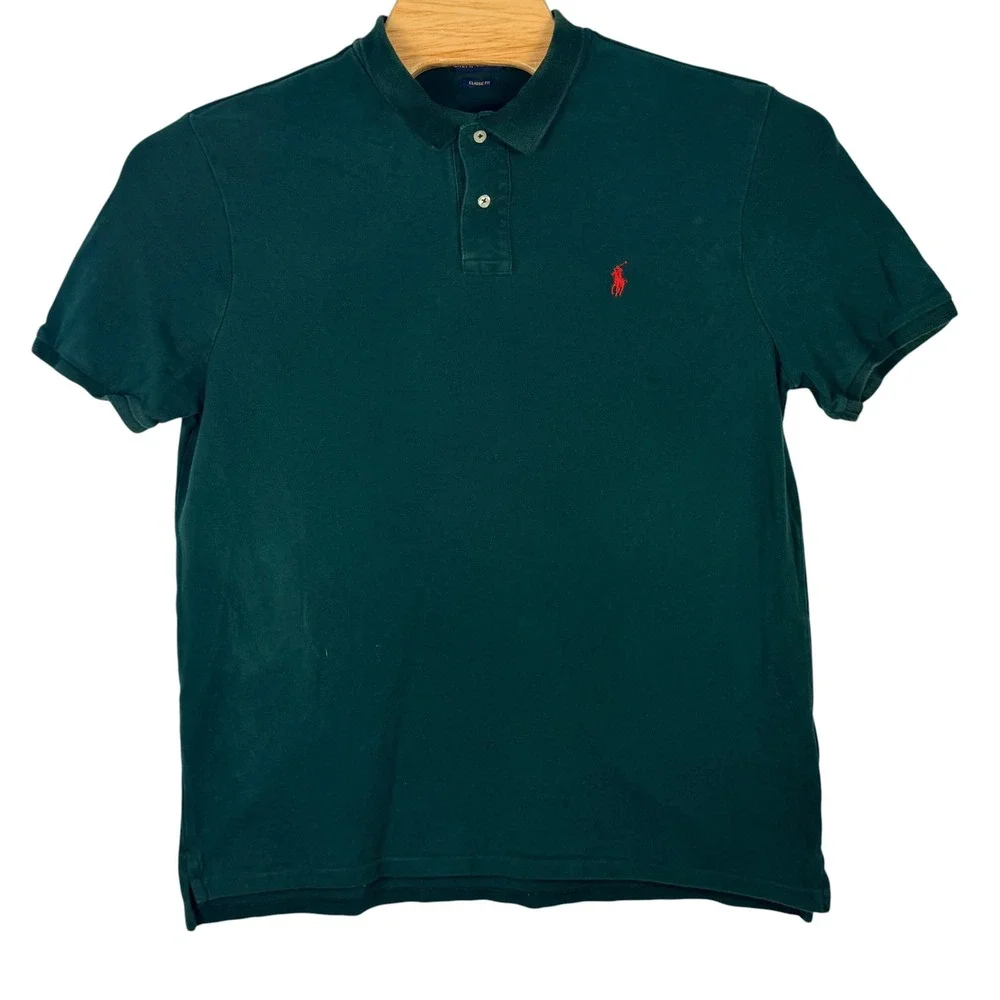 Polo Ralph Lauren Polo Shirt Mens XL Green Classic Fit Red Pony Golf Prep Work