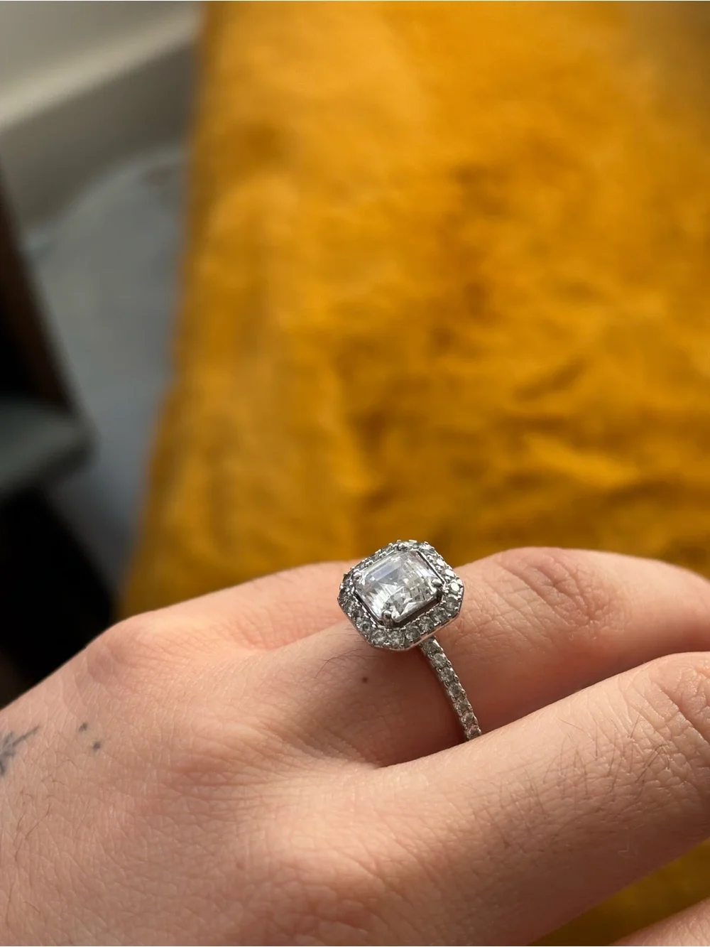 Nadri Silver Ring with Clear Center Stone and Halo