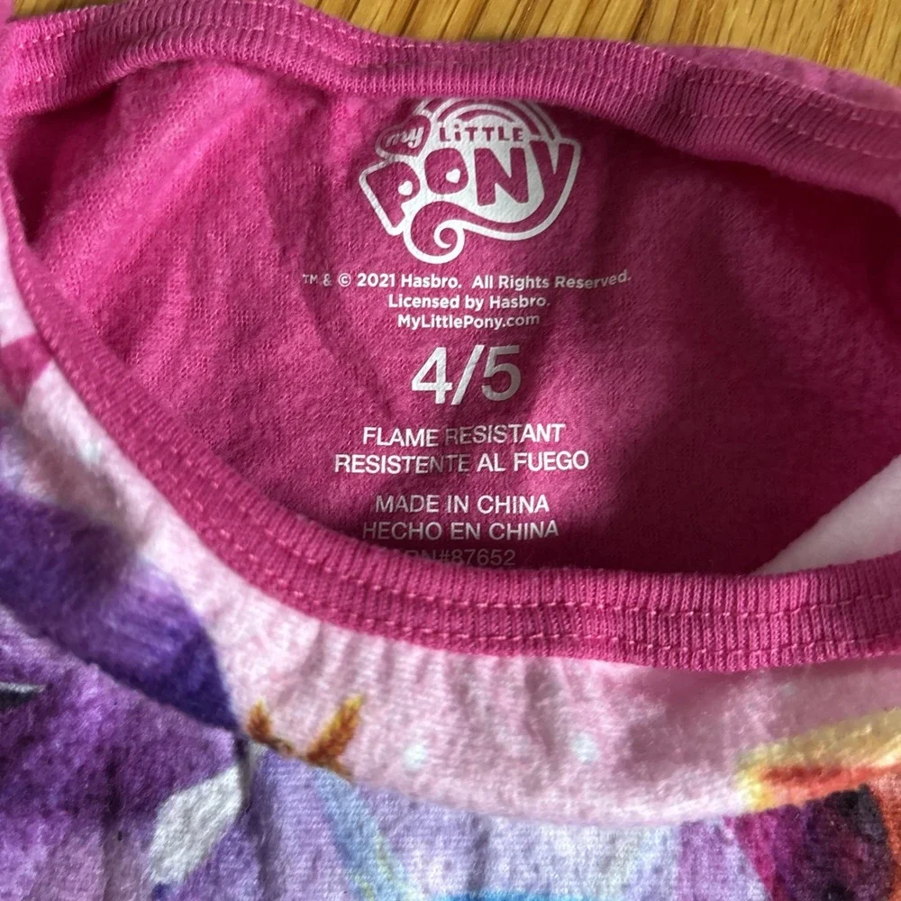 My Little‎ Pony Pink Pajamas 2pc Set Girls Size 4/5 Purple Pony