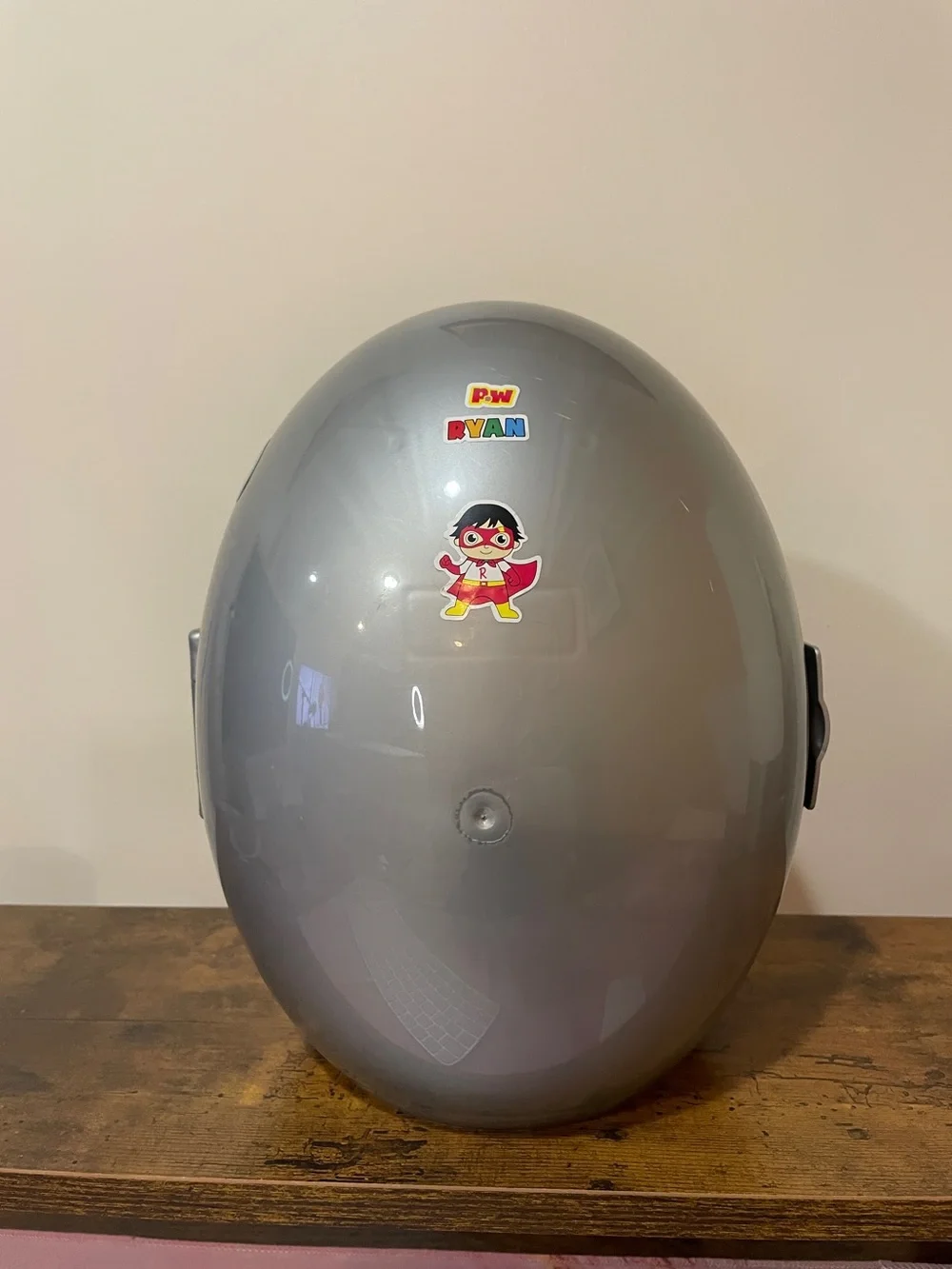 Kids Silver Helmet with Character Sticker