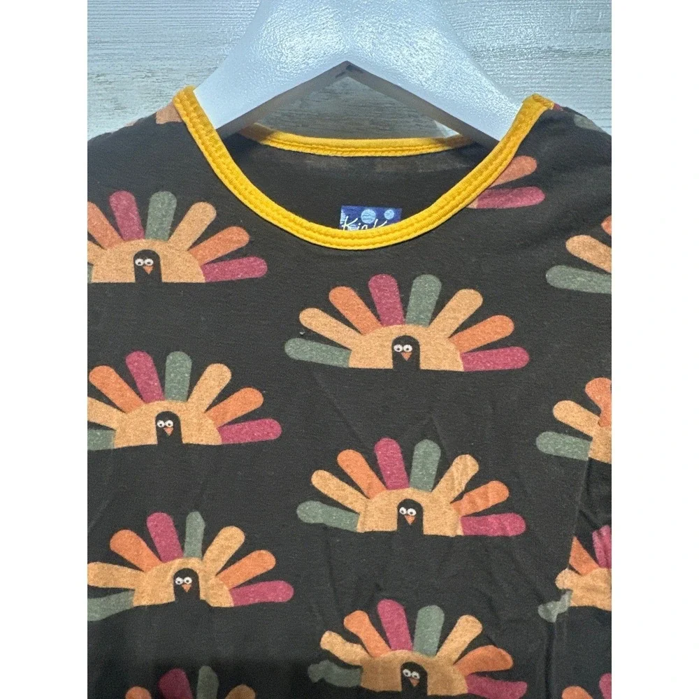 Kickee Pants Pajama Set Kids 4T‎ Brown Turkey Print Bamboo Holiday