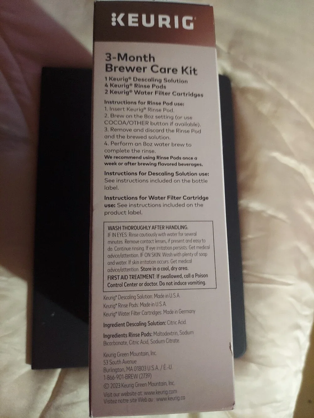 Keurig White and Brown 3-Month Brewer Care Kit