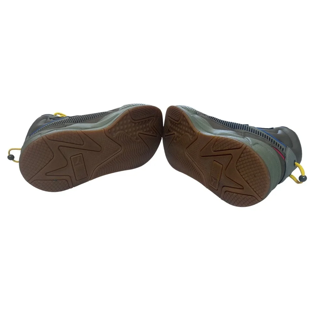 Puma RS-X Midtop Sneakers Mens Olive Green Grey Yellow High Top 373059-01‎