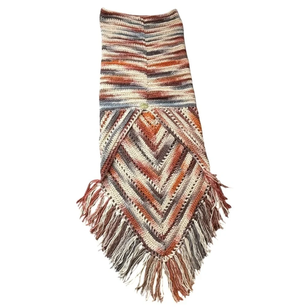 Handcrafted Crochet Hooded Cowl Scarf With Fringe New Handmade by Seller Knit