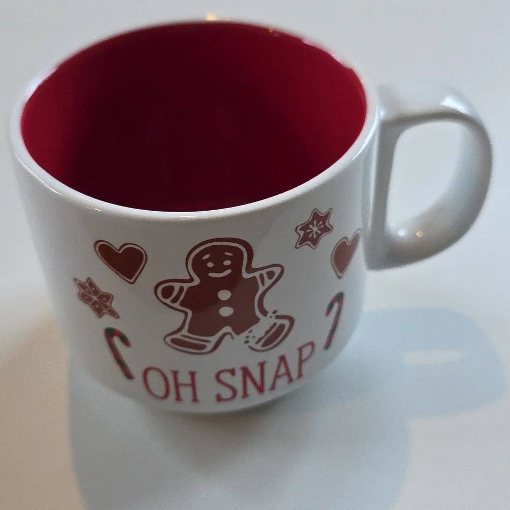Holiday Mug - Festive Gingerbread Mug with Red Interior - Caribou Coffee
